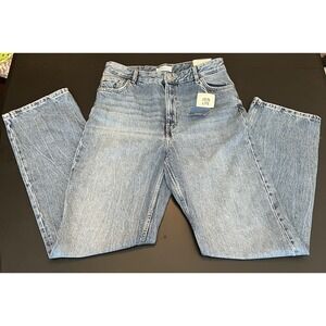 BERSHKA High Waist Straight DENIM BLUE  JEANS Women Size 8 NWT Y2K‎